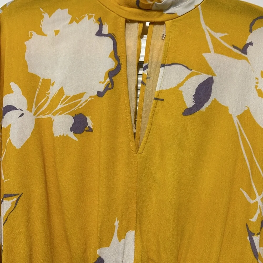 Free People Say You Love Me Yellow Floral Side Tie Blouse Sz M - Picture 8 of 12
